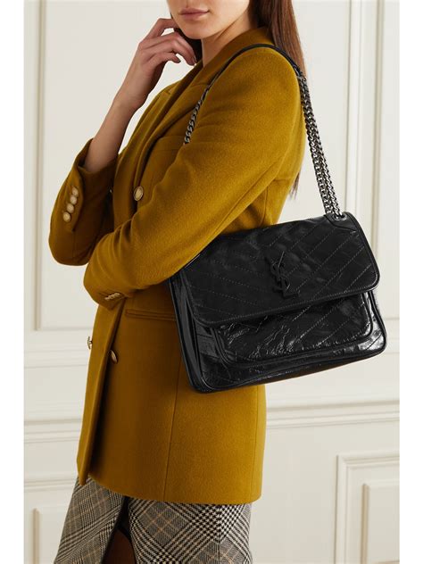 ysl niki medium crinkled|YSL shoulder bag.